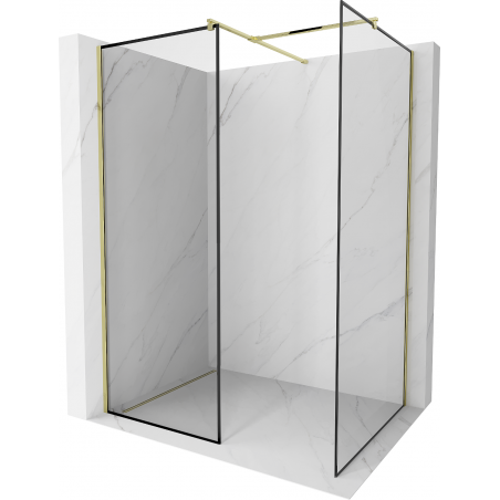 Mexen Kioto Duschwand Walk-in 150 x 110 cm, schwarzer Rahmen, gold - 800-150-202-50-70-110