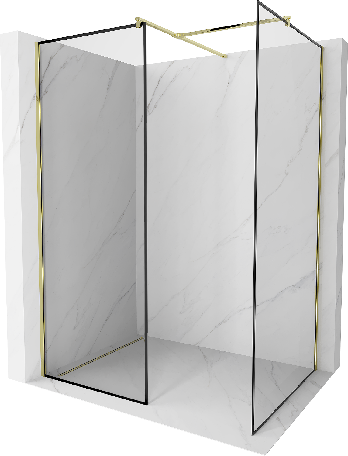 Mexen Kioto Duschwand Walk-in 140 x 110 cm, schwarzes Muster, golden - 800-140-202-50-70-110