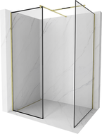Mexen Kioto Duschwand Walk-in 110 x 70 cm, schwarzer Rahmen, gold - 800-110-202-50-70-070