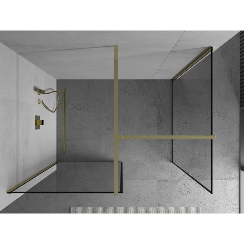Mexen Kioto Duschwand Walk-in 100 x 80 cm, schwarzer Rahmen, gold - 800-100-202-50-70-080