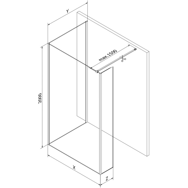 Mexen Kioto Duschwand Walk-in 130 x 105 x 40 cm, transparent, gold gebürstet - 800-130-105-221-55-00-040