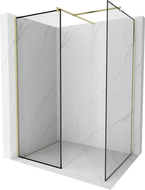 Mexen Kioto Duschwand Walk-in 80 x 70 cm, schwarzer Rahmen, gebürstetes Gold - 800-080-202-55-70-070
