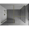 Mexen Kioto Duschwand Walk-in 120 x 70 cm, schwarzer Rahmen, gebürstetes Gold - 800-120-202-55-70-070