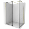 Mexen Kioto Duschwand Walk-in 110 x 80 cm, schwarzes Muster, gebürstetes Gold - 800-110-202-55-70-080