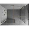 Mexen Kioto Duschwand Walk-in 130 x 80 cm, schwarzer Rahmen, gebürstetes Gold - 800-130-202-55-70-080