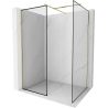 Mexen Kioto Duschwand Walk-in 150 x 110 cm, schwarzes Muster, gebürstetes Gold - 800-150-202-55-70-110