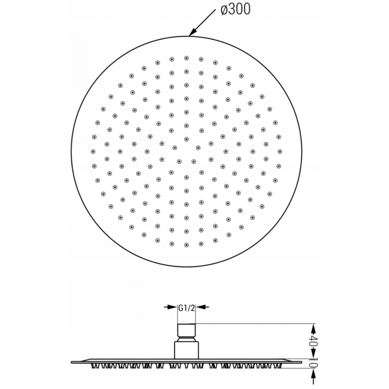 Mexen Slim 30 cm Duschkopf mit Brausearm, Graphit - 79230211-66