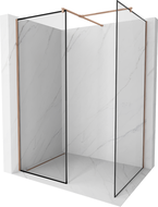 Mexen Kioto Duschwand Walk-in 90 x 90 cm, schwarzer Rahmen, Roségold - 800-090-202-60-70-090
