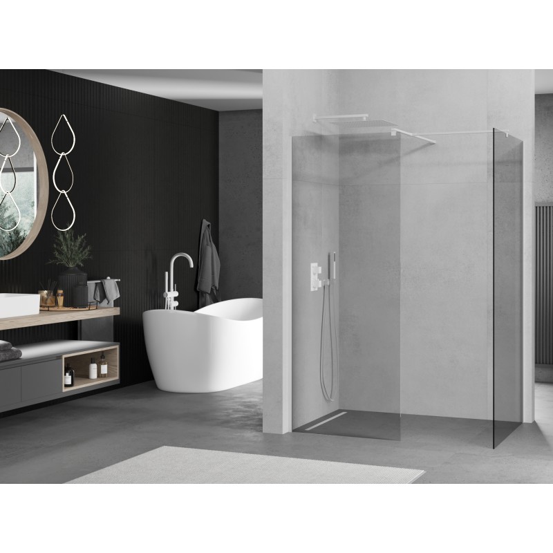 Mexen Kioto Duschwand Walk-in 115 x 70 cm, transparent, weiß - 800-115-202-20-00-070