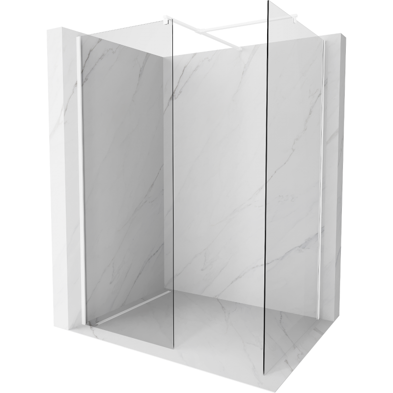 Mexen Kioto Duschwand Walk-in 90 x 70 cm, transparent, weiß - 800-090-202-20-00-070
