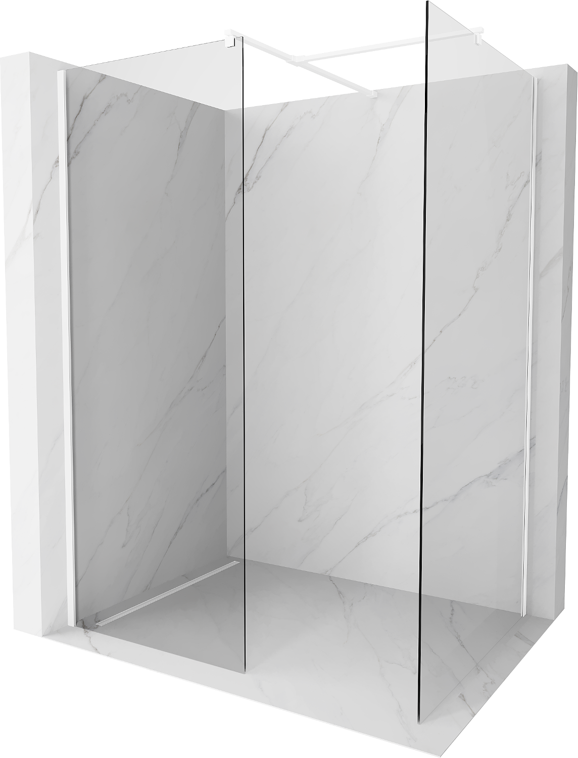 Mexen Kioto Duschwand Walk-in 100 x 100 cm, transparent, weiss - 800-100-202-20-00-100