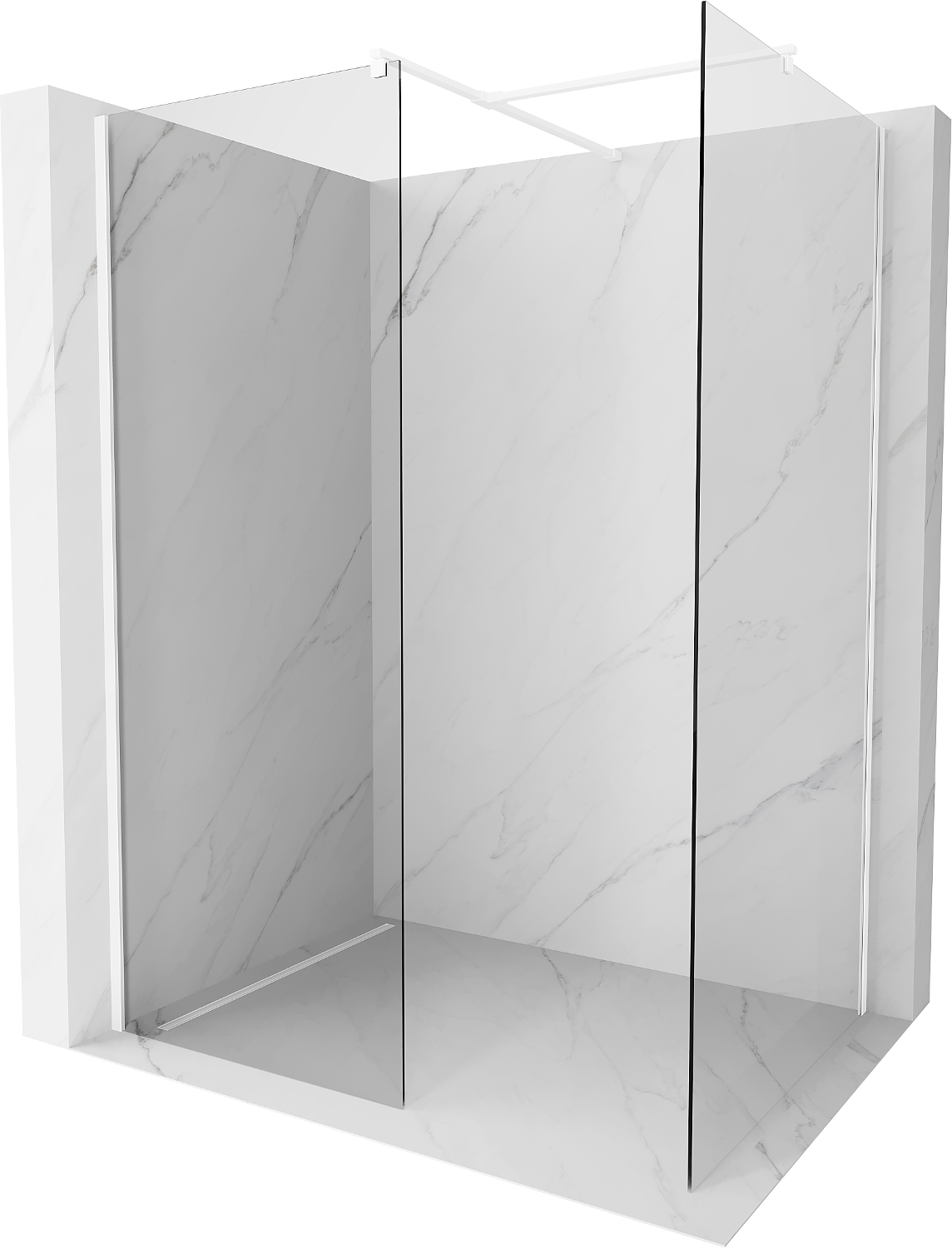 Mexen Kioto Walk-in-Dusche 130 x 75 cm, transparent, weiß - 800-130-202-20-00-075