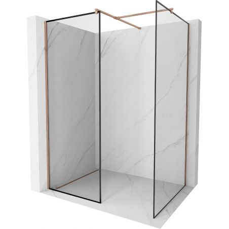Mexen Kioto Duschwand Walk-in 110 x 110 cm, schwarzer Rahmen, Roségold - 800-110-202-60-70-110