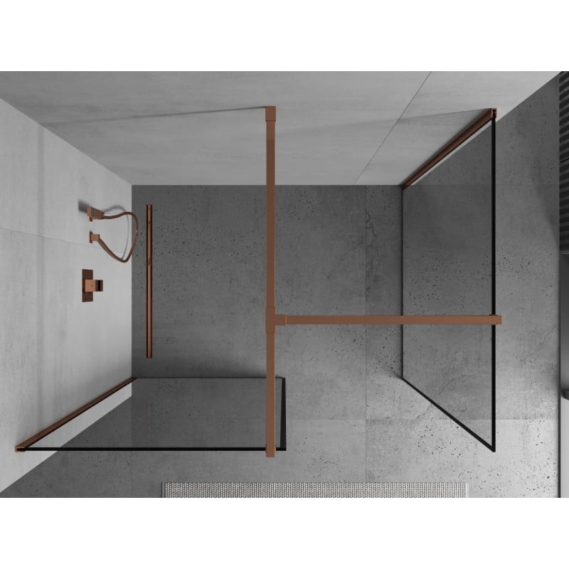 Mexen Kioto Duschwand Walk-in 120 x 110 cm, schwarzer Rahmen, Roségold - 800-120-202-60-70-110