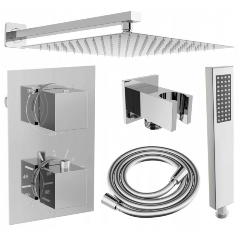 Mexen Cube DR02 Unterputz-Duschset mit 30 cm Regenduschkopf, Chrom - 77502DR0230-00