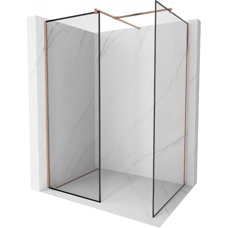 Mexen Kioto Duschwand Walk-in 120 x 80 cm, schwarzer Rahmen, gebürstetes Kupfer - 800-120-202-65-70-080