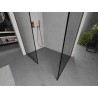 Mexen Kioto Duschwand Walk-in 130 x 80 cm, schwarzer Rahmen, gebürstetes Kupfer - 800-130-202-65-70-080