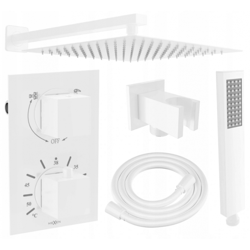 Mexen Cube DR02 Unterputz-Duschset mit 30 cm Regenbrause, weiß - 77502DR0230-20