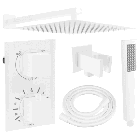 Mexen Cube DR02 Unterputz-Duschset mit 30 cm Regenbrause, weiß - 77502DR0230-20