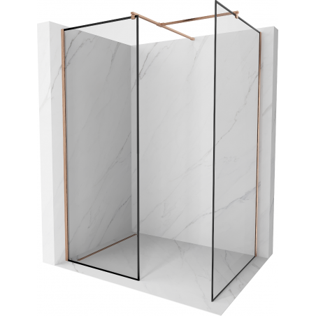 Mexen Kioto Duschwand Walk-in 110 x 90 cm, schwarzer Rahmen, gebürstetes Kupfer - 800-110-202-65-70-090