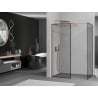 Mexen Kioto Duschwand Walk-in 150 x 100 cm, schwarzer Rahmen, gebürstetes Kupfer - 800-150-202-65-70-100