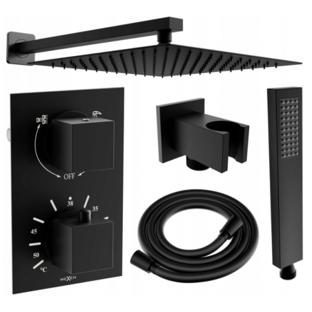 Mexen Cube DR02 Unterputz-Duschset mit 30 cm Regenduschkopf, schwarz - 77502DR0230-70