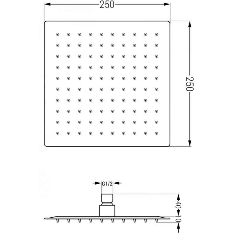 Mexen Cube DR02 Unterputz-Wannen- und Duschset mit 25 cm Kopfbrause, Chrom - 77503DR0225-00