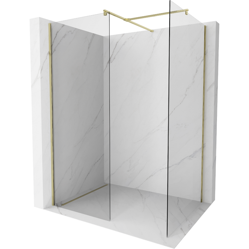 Mexen Kioto Duschwand Walk-in 85 x 80 cm, transparent, gold - 800-085-202-50-00-080