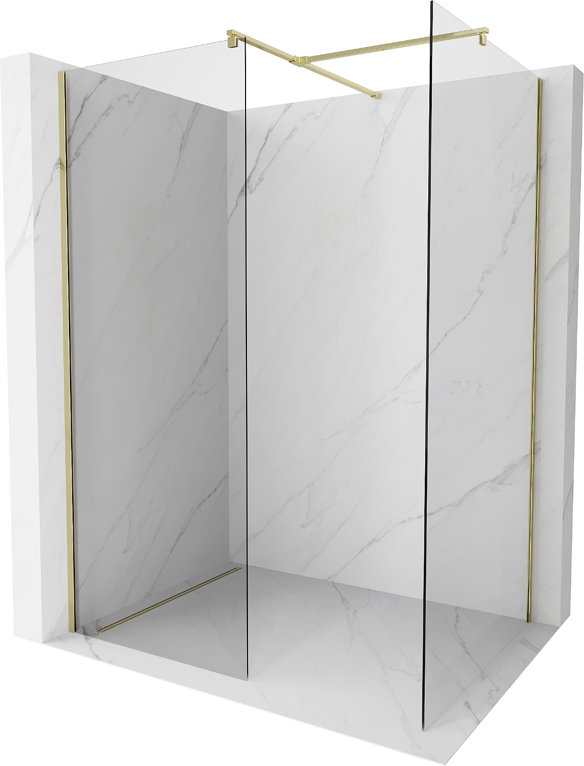 Mexen Kioto Walk-in Duschtrennwand 95 x 90 cm, transparent, gold - 800-095-202-50-00-090