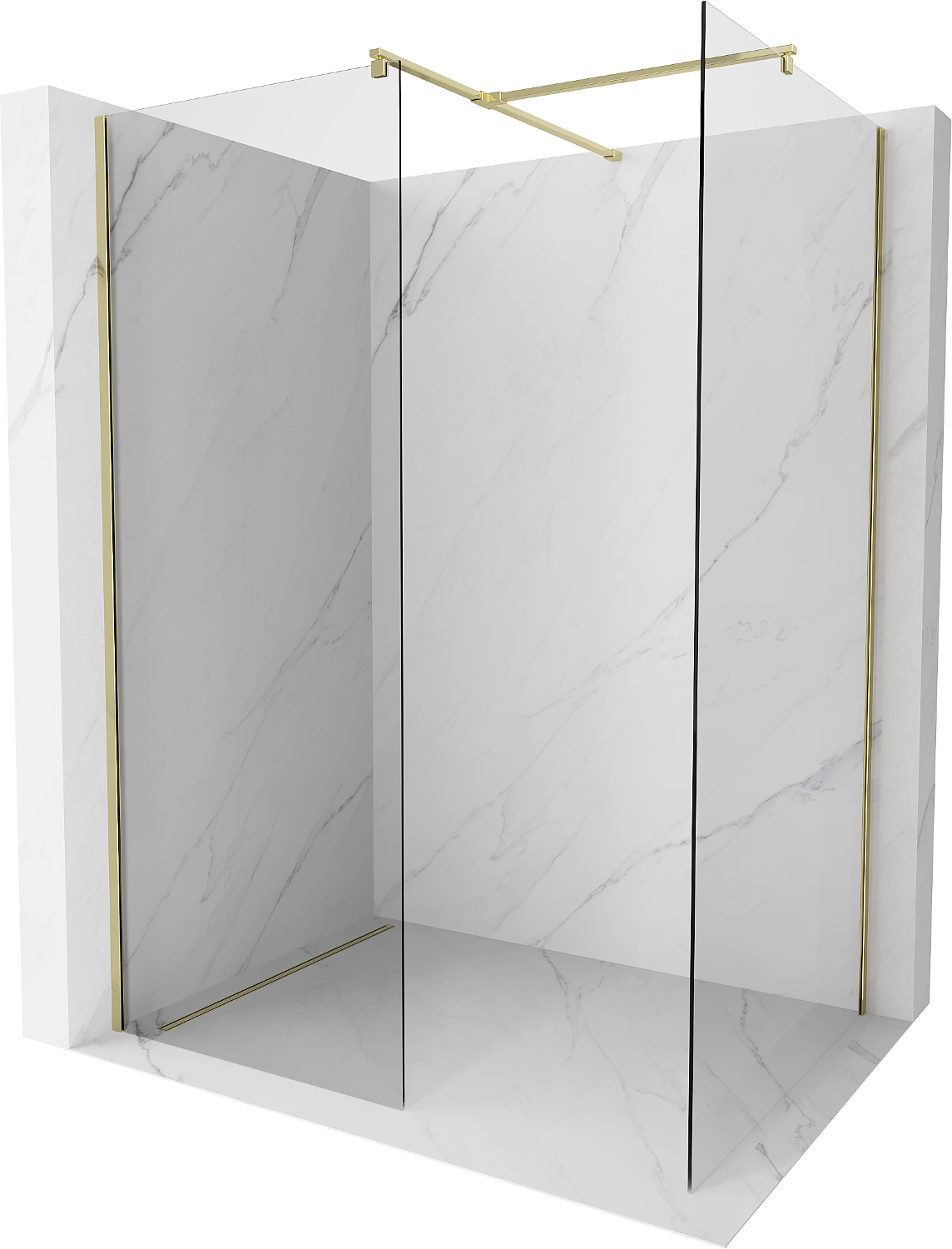 Mexen Kioto Walk-in Duschwand 100 x 100 cm, transparent, gold - 800-100-202-50-00-100