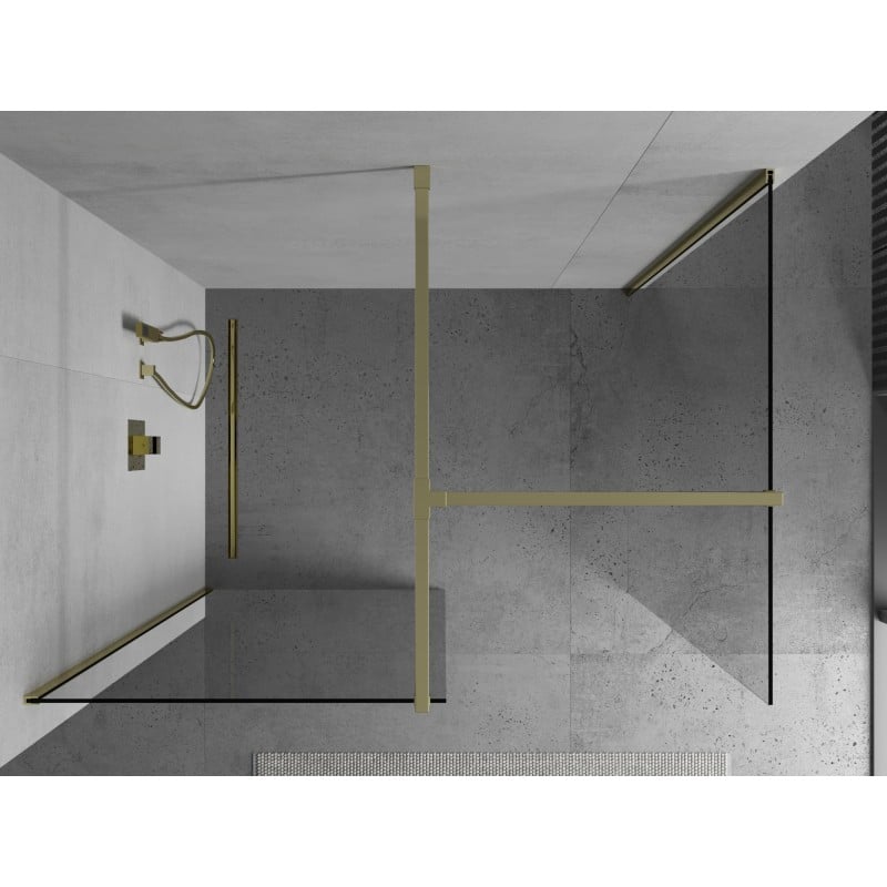 Mexen Kioto Duschwand Walk-in 140 x 105 cm, transparent, gold - 800-140-202-50-00-105