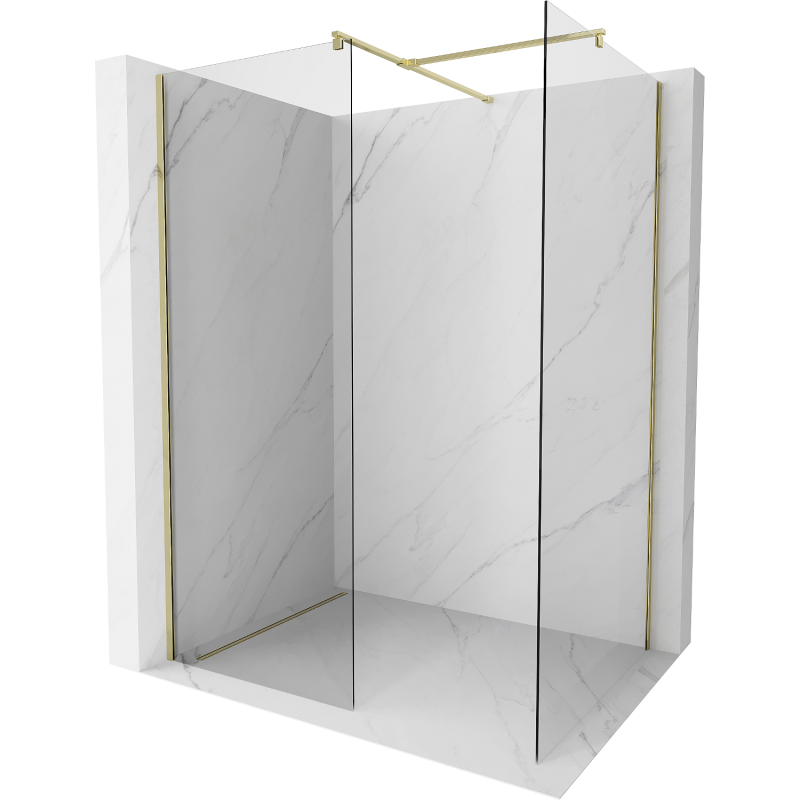 Mexen Kioto Duschwand Walk-In 145 x 70 cm, transparent, gold - 800-145-202-50-00-070