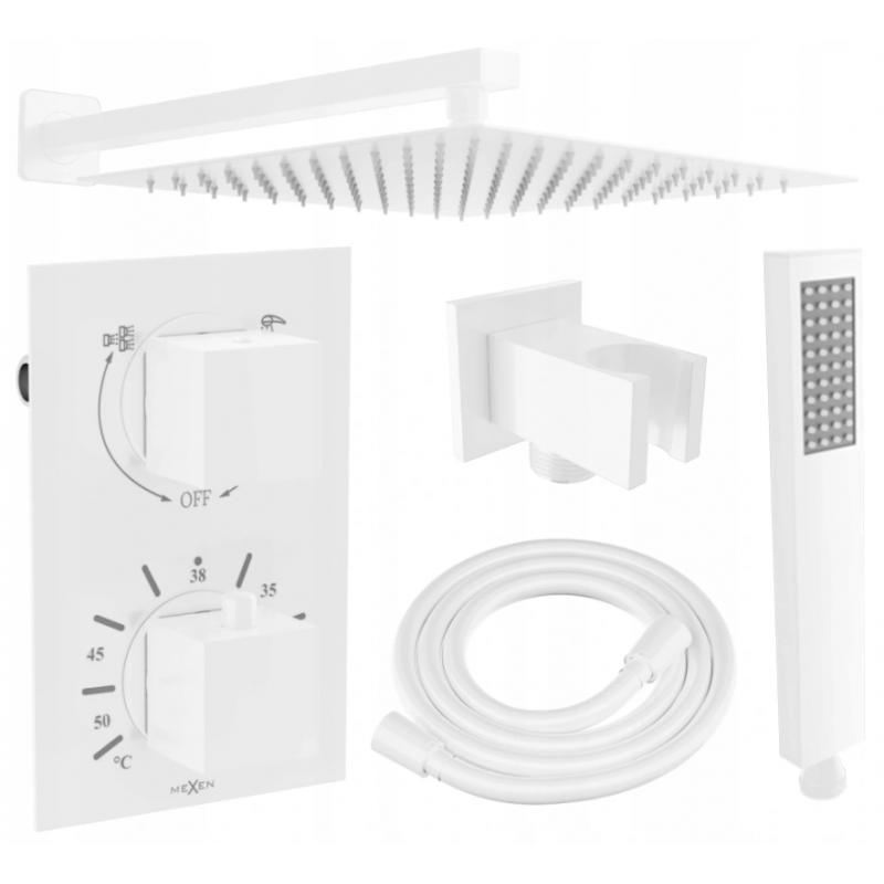Mexen Cube DR02 Unterputz-Duschset mit 25 cm Duschkopf, weiß - 77502DR0225-20