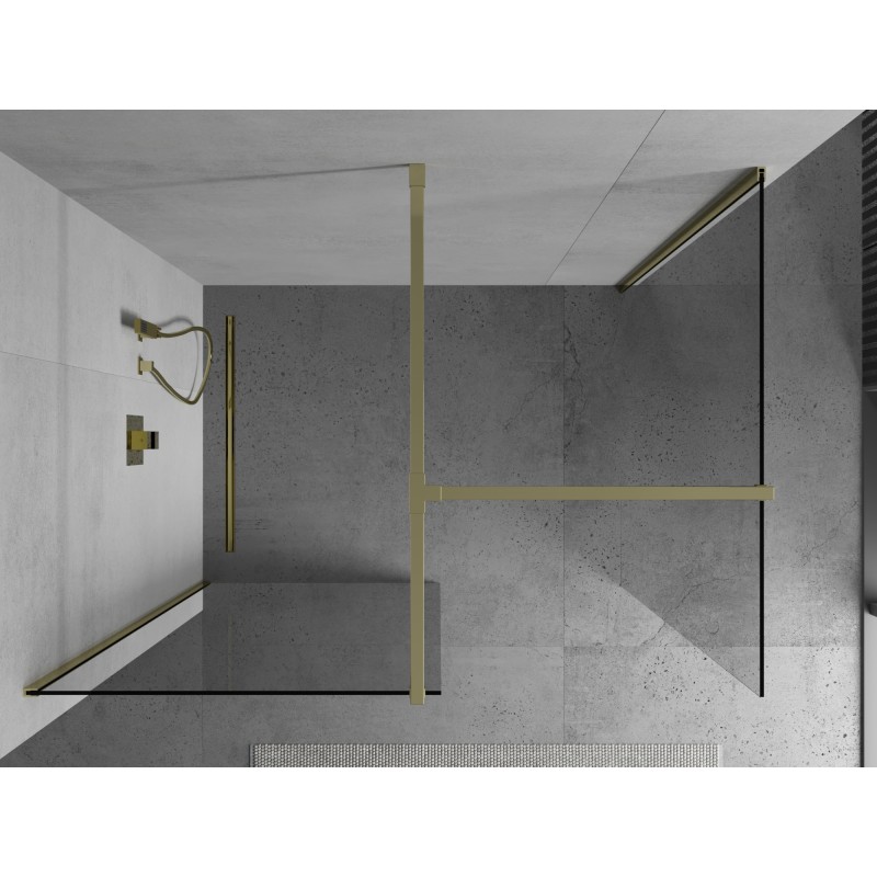 Mexen Kioto Duschwand Walk-in 150 x 85 cm, transparent, gold - 800-150-202-50-00-085