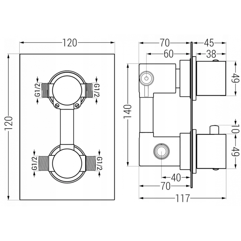 Mexen Cube DR02 Unterputz-Duschset mit 25 cm Regenduschkopf, Graphit - 77502DR0225-66