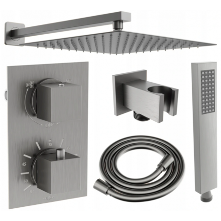 Mexen Cube DR02 Unterputz-Duschset mit 25 cm Regenduschkopf, Graphit - 77502DR0225-66