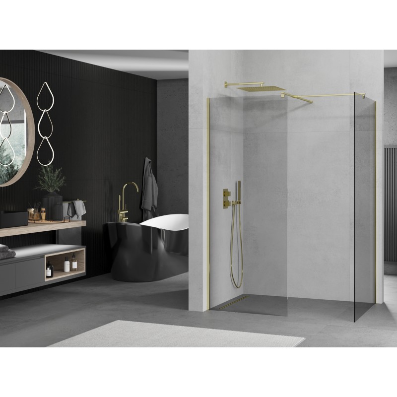 Mexen Kioto Duschwand Walk-in 160 x 80 cm, transparent, gold - 800-160-202-50-00-080