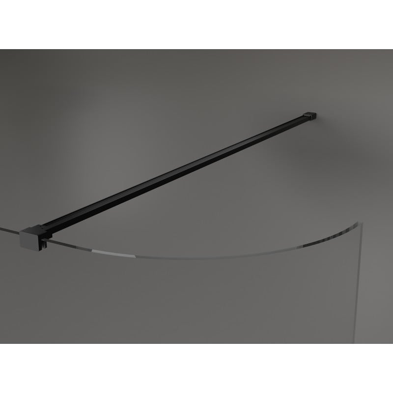 Mexen Kioto-R abgerundete Duschwand Walk-in 80 x 200 cm, transparent 8 mm, schwarz - 800-080-101-70-06