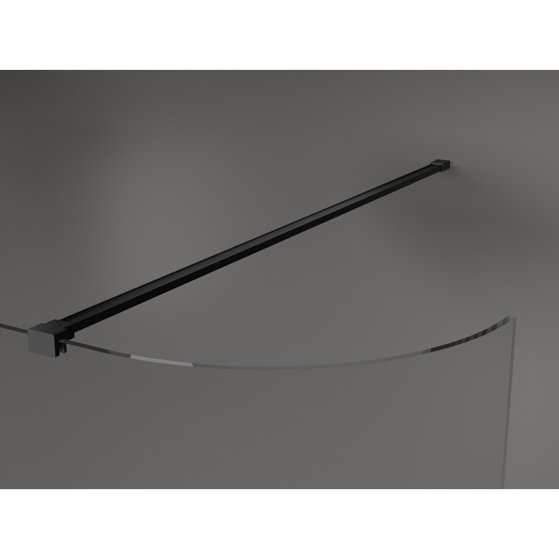 Mexen Kioto-R Abgerundete Duschwand Walk-in 100 x 200 cm, transparent 8 mm, schwarz - 800-100-101-70-06
