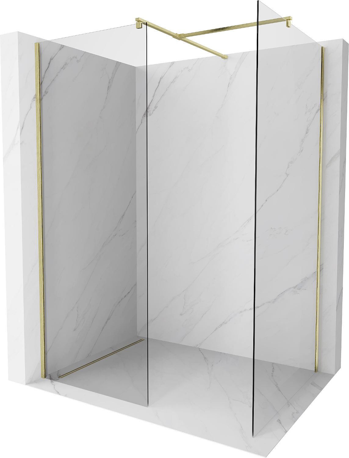 Mexen Kioto Walk-In Duschwand 95 x 70 cm, transparent, gebürstetes Gold - 800-095-202-55-00-070