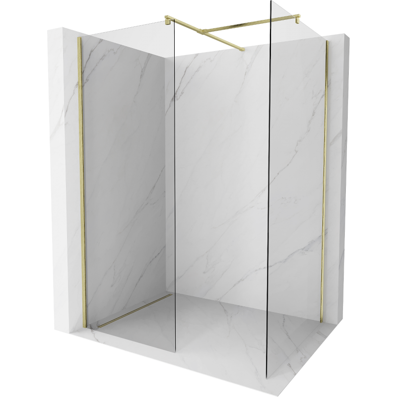 Mexen Kioto Duschwand Walk-in 105 x 80 cm, transparent, gebürstetes Gold - 800-105-202-55-00-080