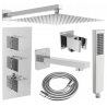 Mexen Cube DR02 Unterputz-Wannen- und Duschset mit 25 cm Kopfbrause, Chrom - 77503DR0225-00