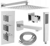 Mexen Cube DR02 Unterputz-Wannen- und Duschset mit 25 cm Kopfbrause, Chrom - 77503DR0225-00