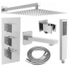 Mexen Cube DR02 Unterputz-Badewannen- und Duschset mit 30 cm Regenbrause, Chrom - 77503DR0230-00