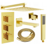 Mexen Cube DR02 Unterputz-Badewannen-Duschset mit 30 cm Regenbrause, gold - 77503DR0230-50