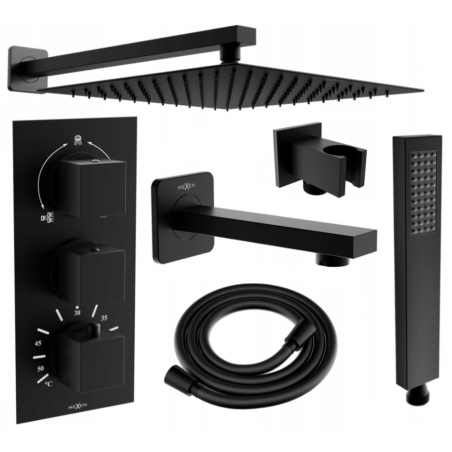 Mexen Cube DR02 Unterputz-Badewannen- und Duschset mit 30 cm Duschkopf, schwarz - 77503DR0230-70
