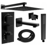 Mexen Cube DR02 Unterputz-Badewannen- und Duschset mit 30 cm Duschkopf, schwarz - 77503DR0230-70
