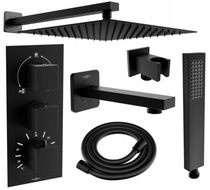 Mexen Cube DR02 Unterputz-Wannen-Duschset mit 25 cm Kopfbrause, schwarz - 77503DR0225-70
