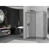 Mexen Kioto Duschwand Walk-in 80 x 80 cm, schwarzer Rahmen, Gun Gray gebürstet - 800-080-202-66-70-080