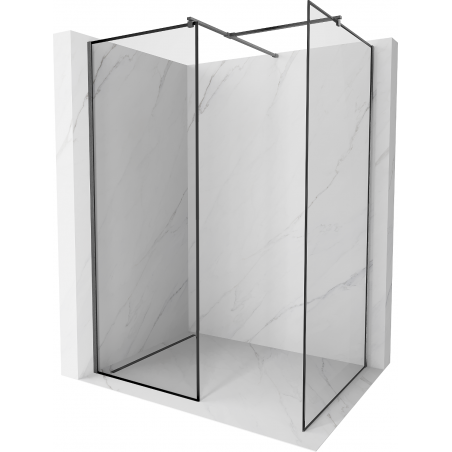 Mexen Kioto Duschwand Walk-in 100 x 80 cm, schwarzer Rahmen, Gun Gray gebürstet - 800-100-202-66-70-080